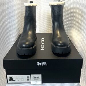 SOLD - NIB COACH Raina Signature Boot Black on black Jacquard Women's